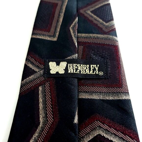 Wembley Polyester Green Red Woven Abstract Metallic Tie - Picture 3 of 7